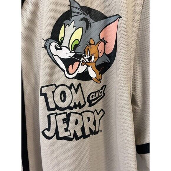 Tom & Jerry Men's‎ Front&Back Graphic Jersey Baseball Shirt NEW - Picture 4 of 11